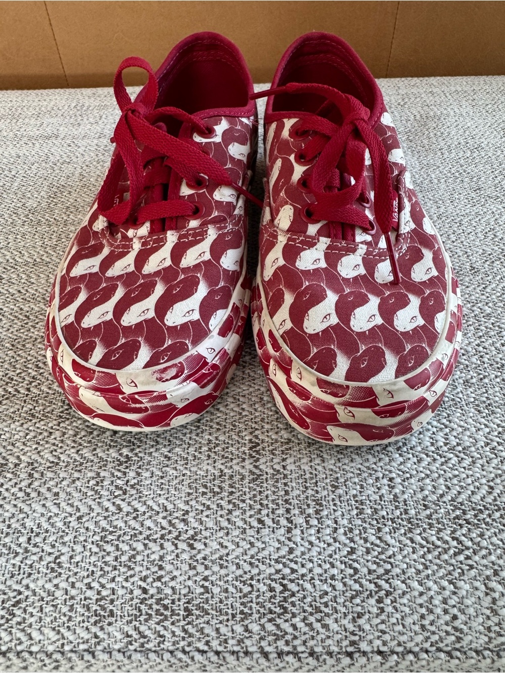 Vans Kids Burgundy and White Patterned Canvas Sneakers